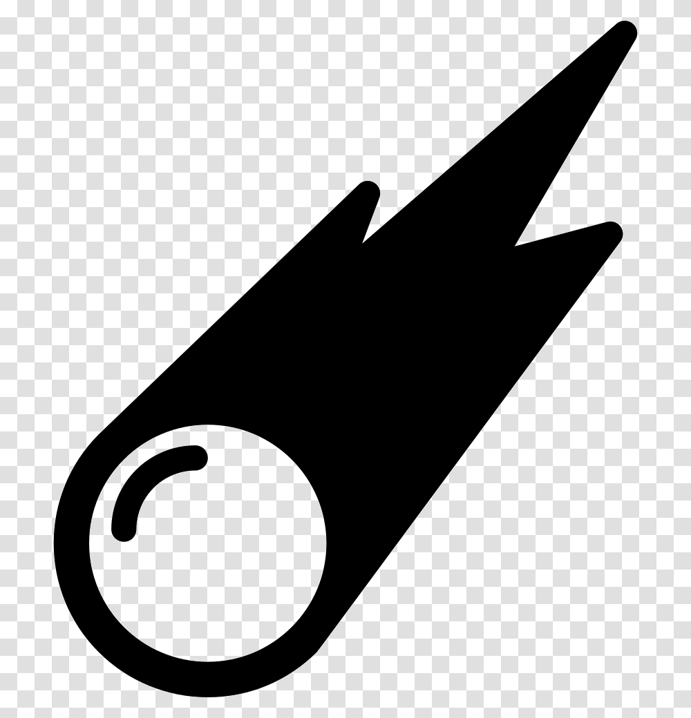 Comet Balll With Fire Tail Moving In Space Icon Free, Silhouette, Stencil, Bomb, Weapon Transparent Png