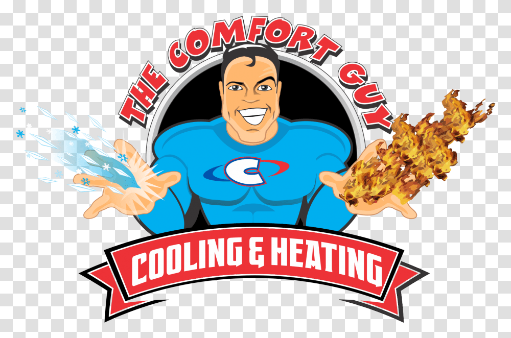Comfort Heating And Cooling Sun Clipart Banner Library Air Conditioning Guy, Person, Food, Label Transparent Png