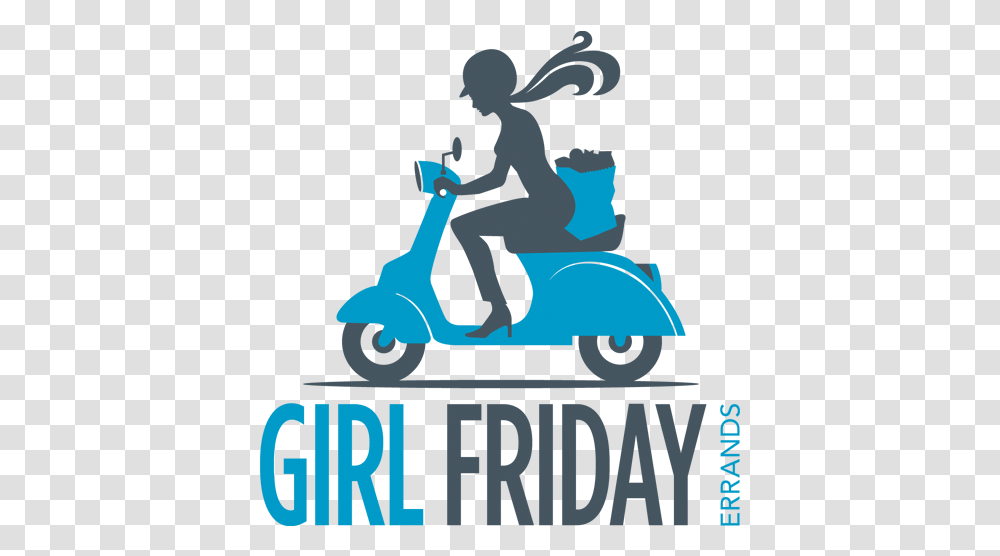 Comgirl Friday Errands Delivery Girl Icon, Poster, Advertisement, Vehicle, Transportation Transparent Png