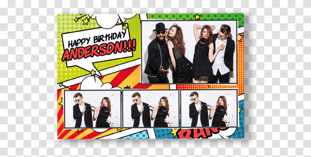 Comic Book Postcard Photobooth Template Comic, Person, Human, Photo Booth, Collage Transparent Png