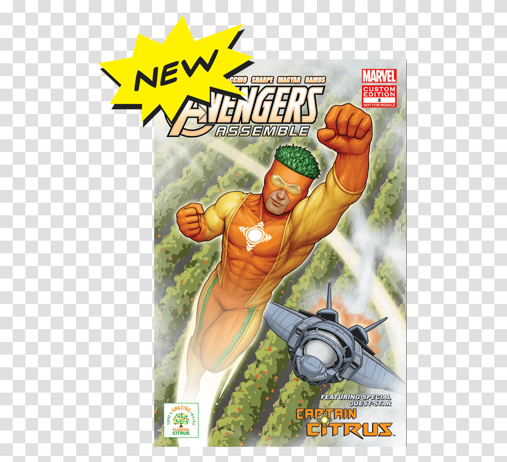 Comic Cover Art Marvel Captain Citrus, Hand, Person, Human, Book Transparent Png