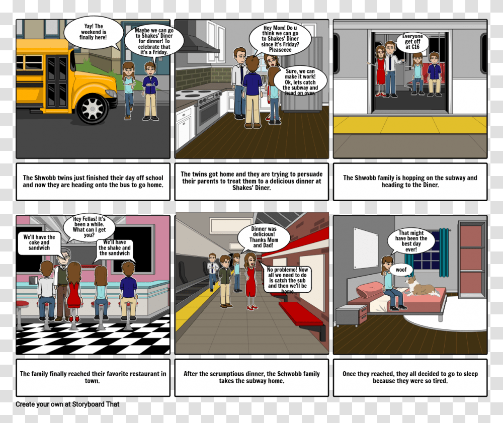 Comics Strip With Verbs, Person, Human, Book, Bus Transparent Png