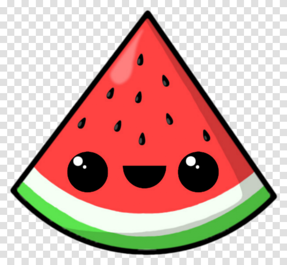 Comida Fruta Sandia Emoji Spring Weather Clip Art Windy Kawaii Watermelon, Plant, Fruit, Food, Triangle Transparent Png