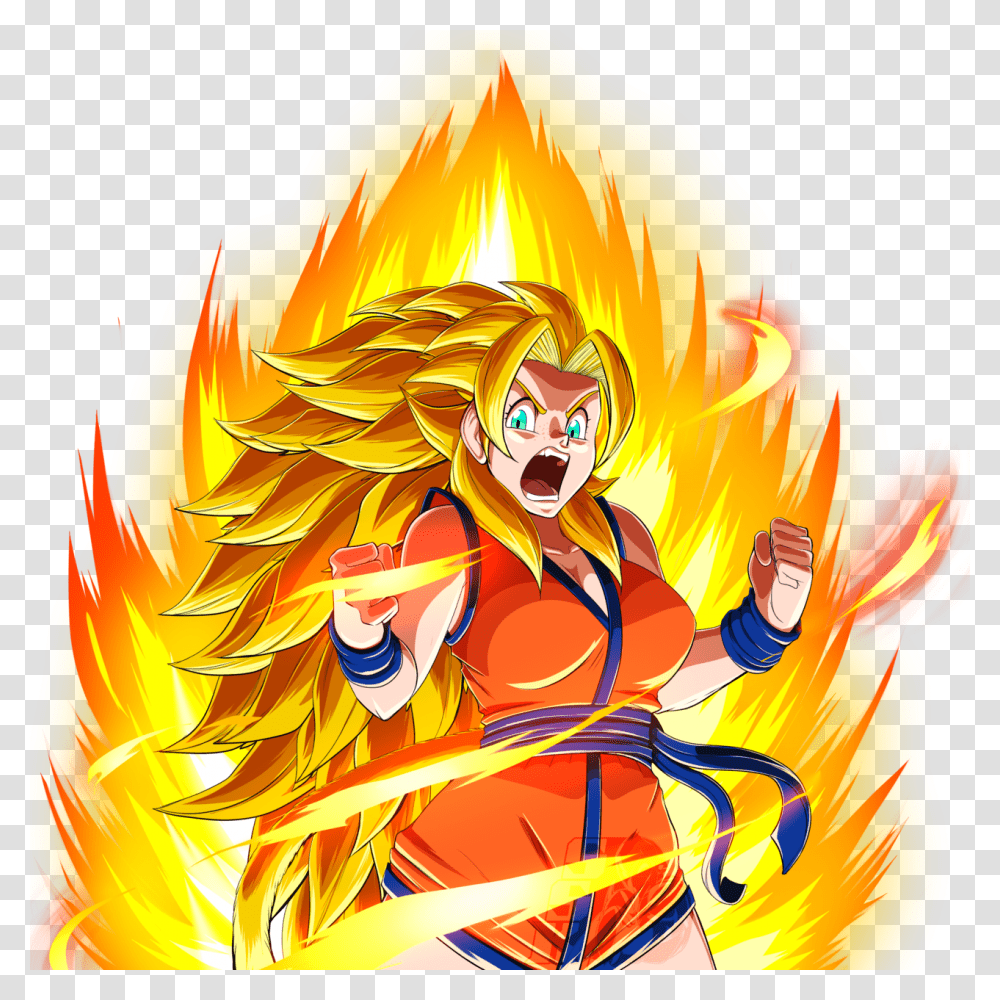 Comm Done For Yamizaki Their Character Going Ssj3 Cartoon, Person, Fire, Flame Transparent Png