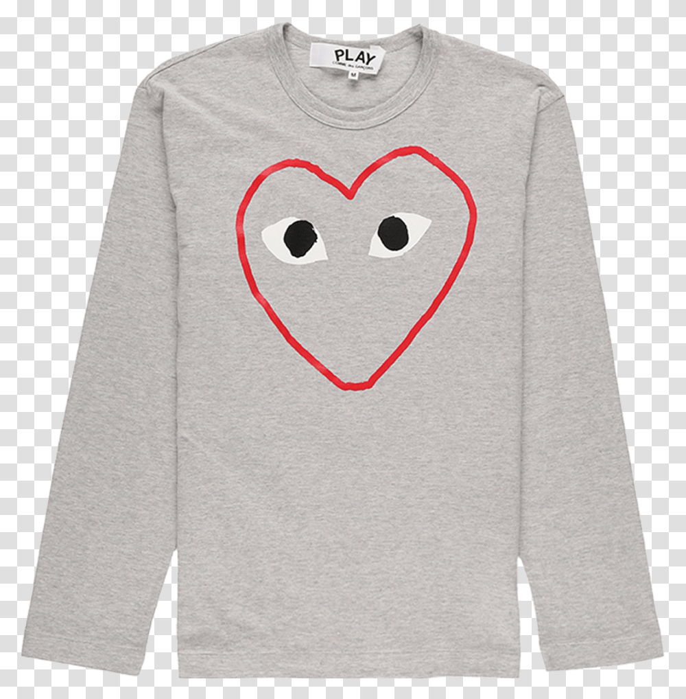 Comme Des Play Heart Outline T Shirt Sweater, Clothing, Apparel, Sleeve, Long Sleeve Transparent Png