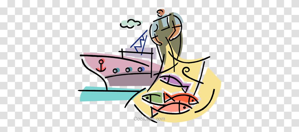 Commercial Fishing Royalty Free Vector Clip Art Illustration, Water, Outdoors, Nature, Sea Transparent Png