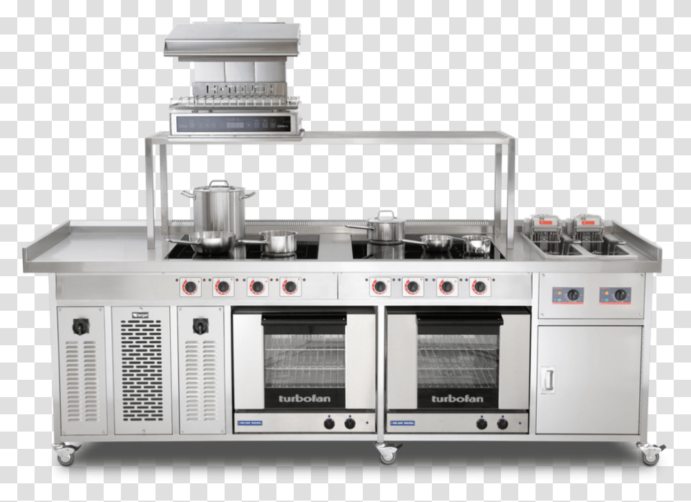 Commercial Induction Range With Hobs Fryer Oven Under Kitchen, Appliance, Electronics, Cooktop, Indoors Transparent Png