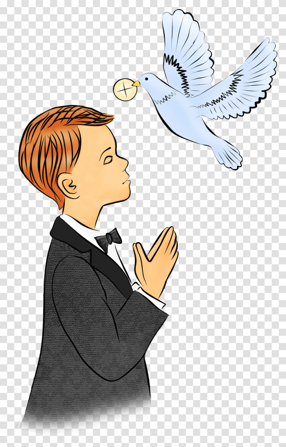 Communion Clipart The Last Supper Boy First Holy Communion Clipart, Bird, Animal, Person, Human Transparent Png