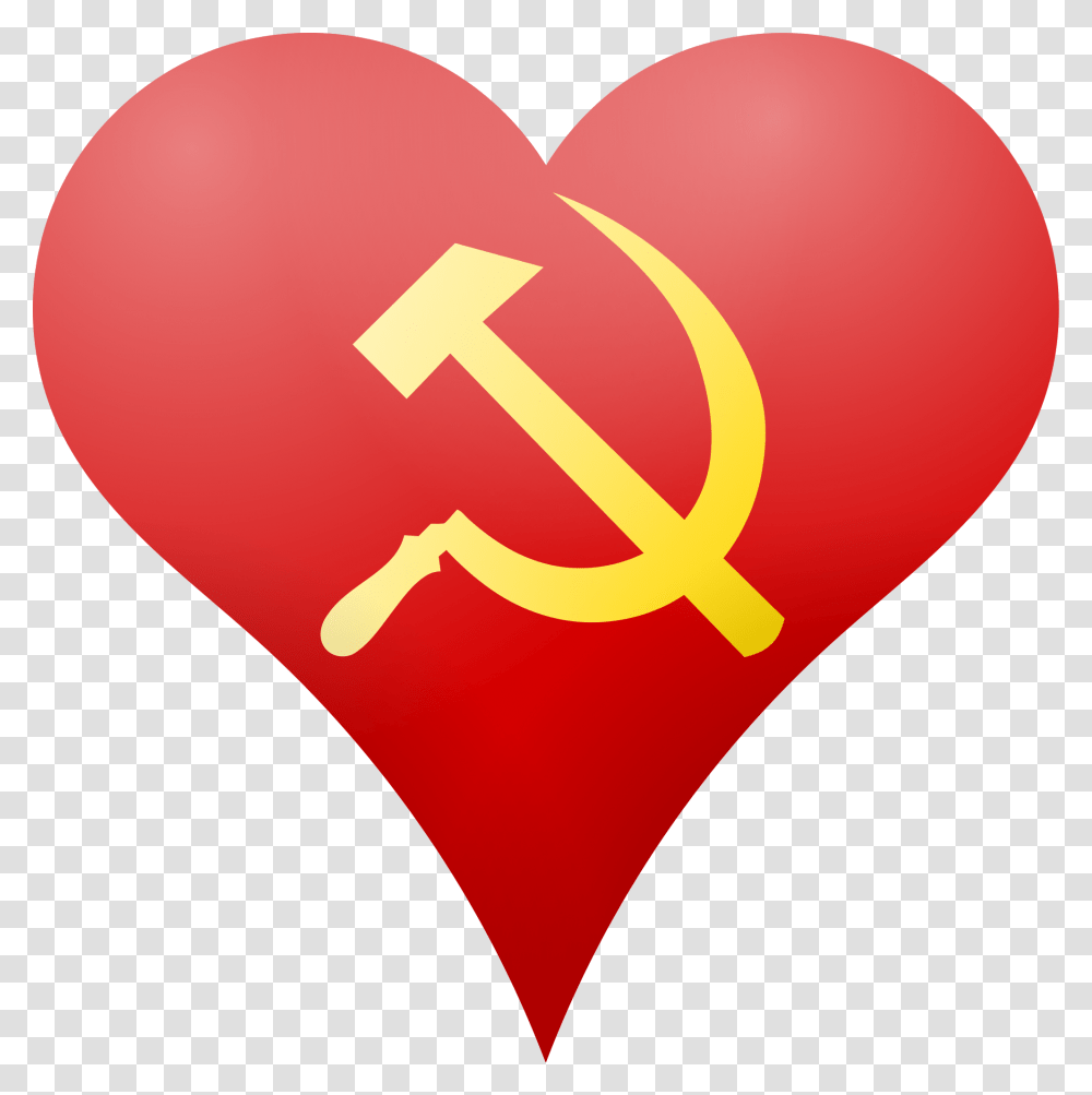 Communist Heart Heart With Hammer And Sickle, Balloon, Hand, Sticker, Label Transparent Png