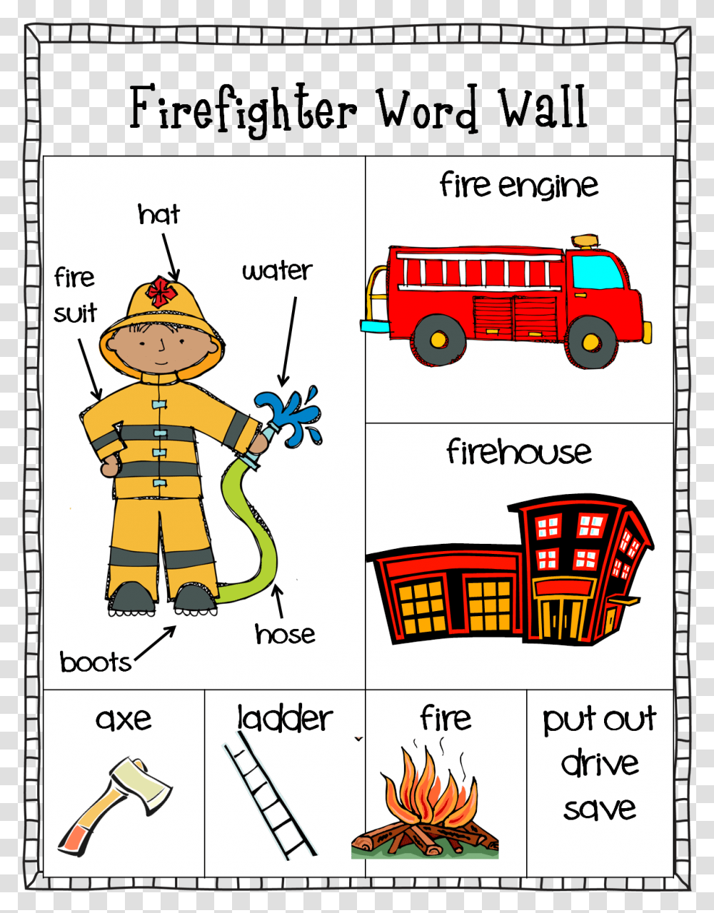 Community Helper With Tools, Fire Truck, Vehicle, Transportation Transparent Png
