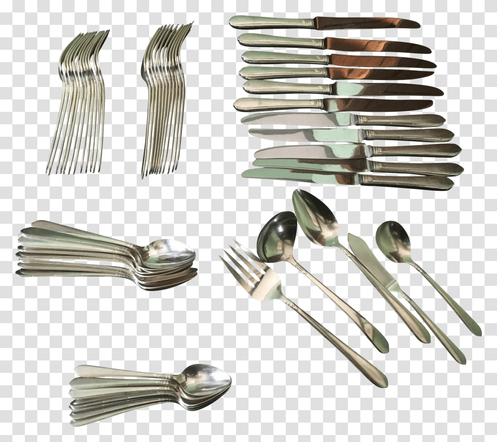 Community Plate 57 Piece Silverplated Vintage Flatware Fork, Cutlery, Spoon Transparent Png