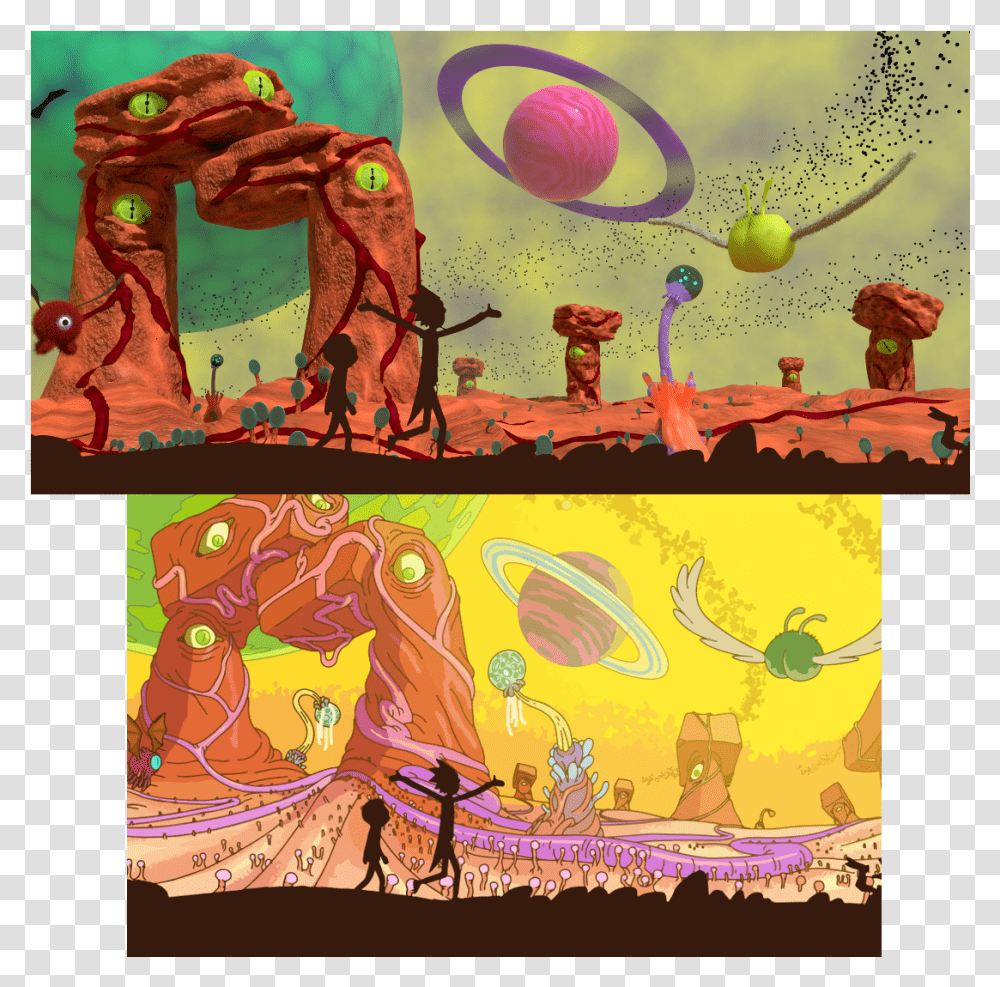 Comparison Rick And Morty First Episode Planet, Painting, Book, Comics Transparent Png