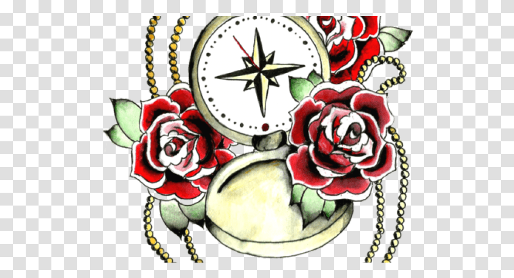 Compass Art Designs Rose Flower, Clock Tower, Architecture, Building, Label Transparent Png