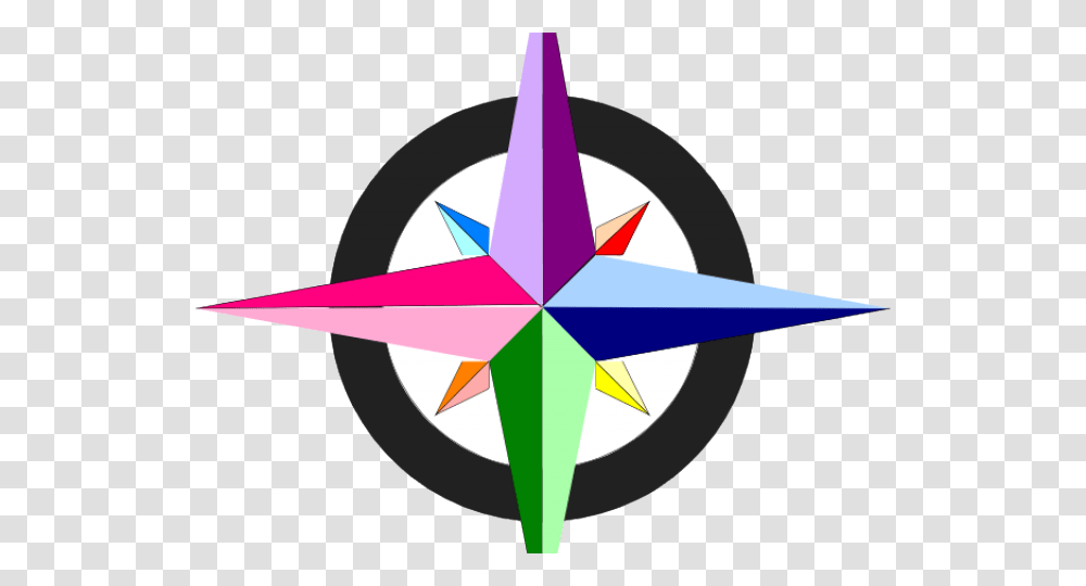 Compass Clipart Colorful Clip Art Compass Rose, Scissors, Blade, Weapon, Weaponry Transparent Png
