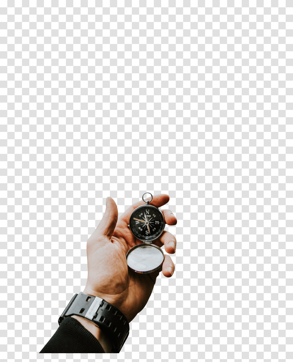 Compass In Hand Background Smartphone, Person, Wristwatch, Camera, Electronics Transparent Png