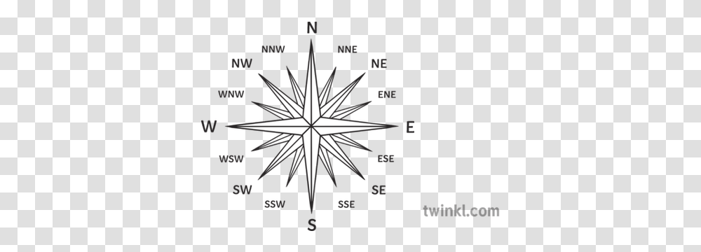 Compass Rose 16 Point Geography Water Boatman Drawing, Star Symbol, Cross Transparent Png