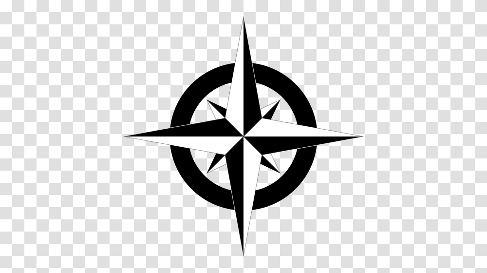 Compass Rose In Black And White, Cross, Star Symbol, Interior Design Transparent Png