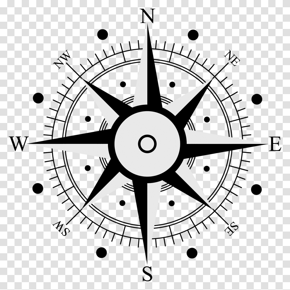 Compass Rose Symbol Wind Rose, Cross, Machine, Gear, Stencil Transparent Png