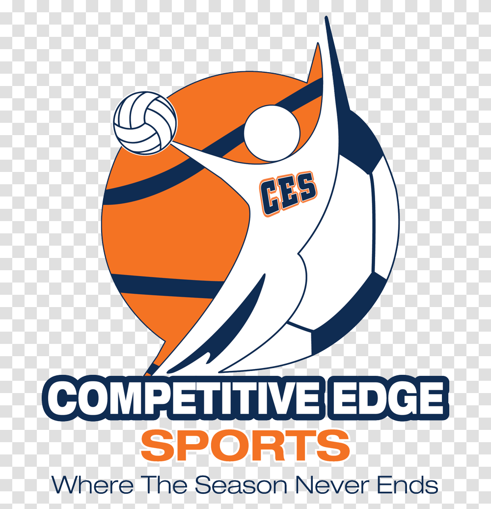 Competitive Edge Sports Volleyball And Basketball Logo, Symbol, Text, Advertisement, Team Sport Transparent Png