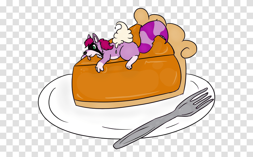 Completed Pumpkin Pie Ych Cartoon, Birthday Cake, Dessert, Food, Fork Transparent Png