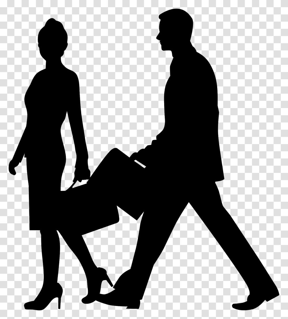 Compliment Couple Silhouette Flattering Catcalling Silhouette Walking Business Man, Gray, World Of Warcraft Transparent Png