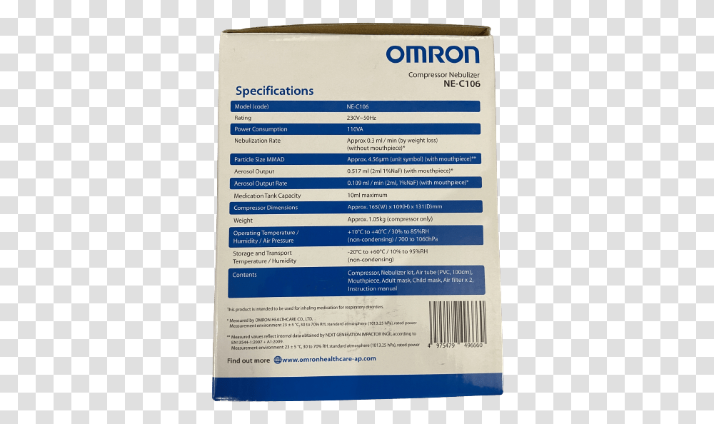 Compressor Nebulizer Ne C106 Omron Horizontal, Text, Advertisement, Poster, Flyer Transparent Png