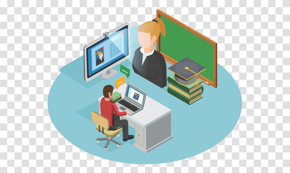 Computer Classes In Vadodara Group Tuition Best Class, Person, Chair, Furniture, Desk Transparent Png