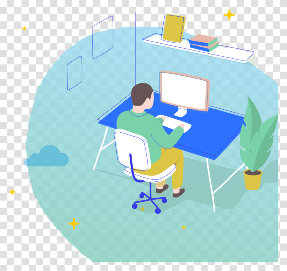 Computer Desk, Furniture, Person, Electronics, Table Transparent Png