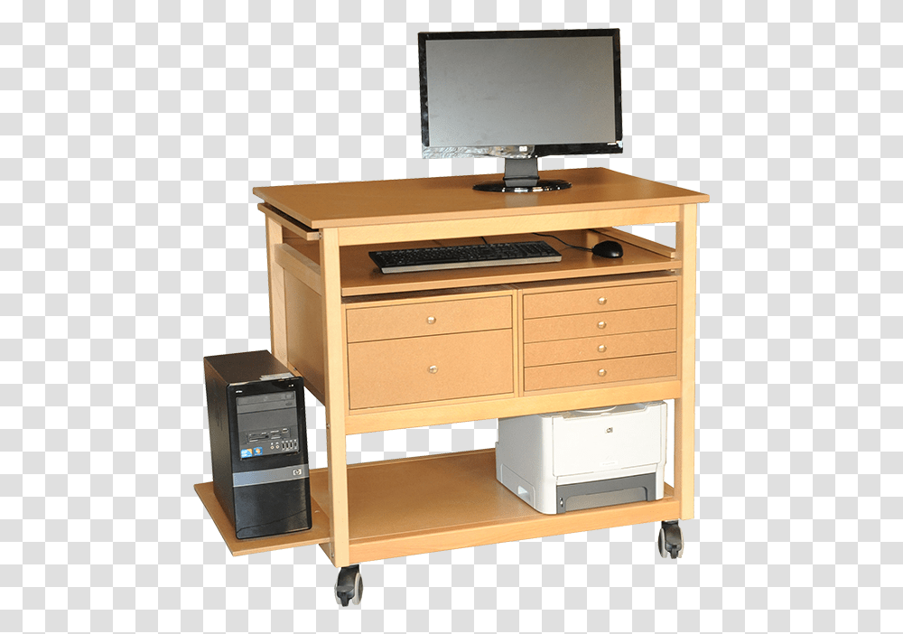 Computer Desk, Furniture, Table, Drawer, Computer Keyboard Transparent Png