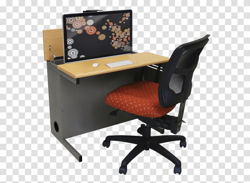 Computer Desk Image Office Chair, Furniture, Table, Electronics, Tabletop Transparent Png