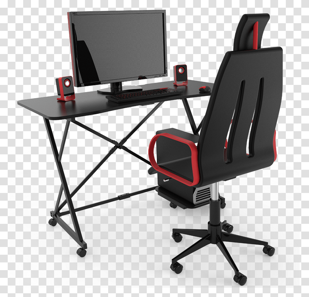 Computer Desk Office Chair, Furniture, Table, Monitor, Screen Transparent Png