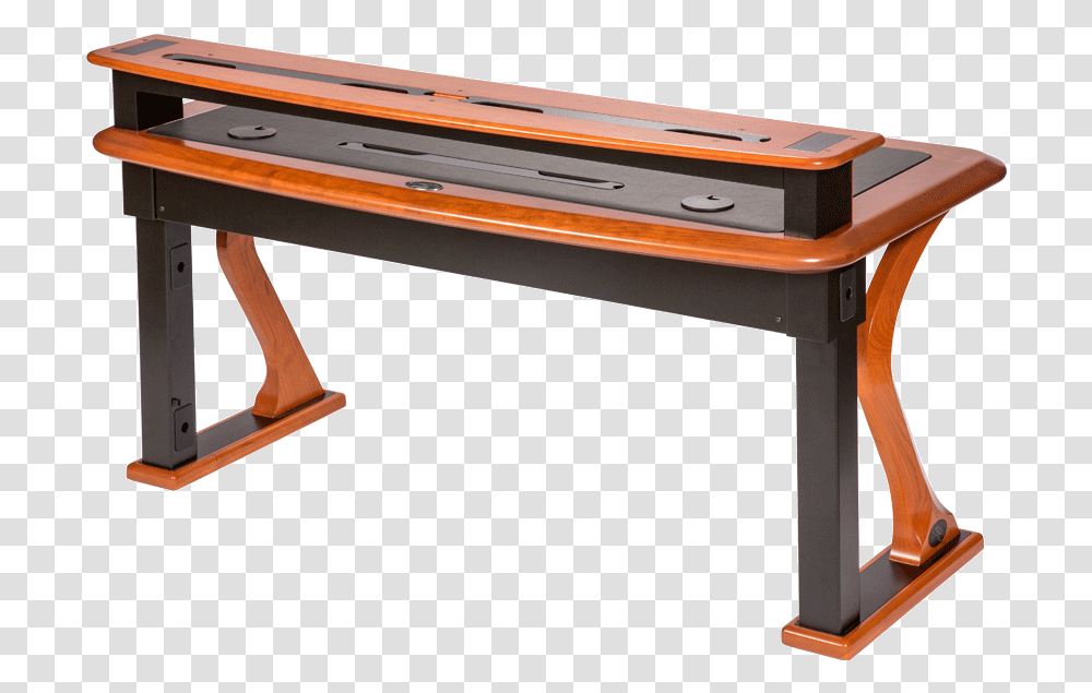 Computer Desk With Desktop Riser Shelfpng Desk With Computer Shelf, Furniture, Table, Indoors, Room Transparent Png