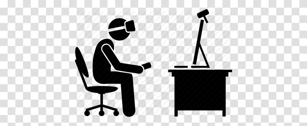 Computer Gamer Gaming Headset Pc Reality Virtual Icon, Piano, Silhouette Transparent Png