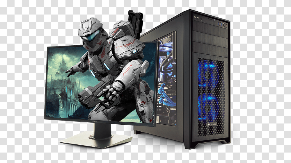 Computer Gaming Pc, Helmet, Electronics, Person, Monitor Transparent Png