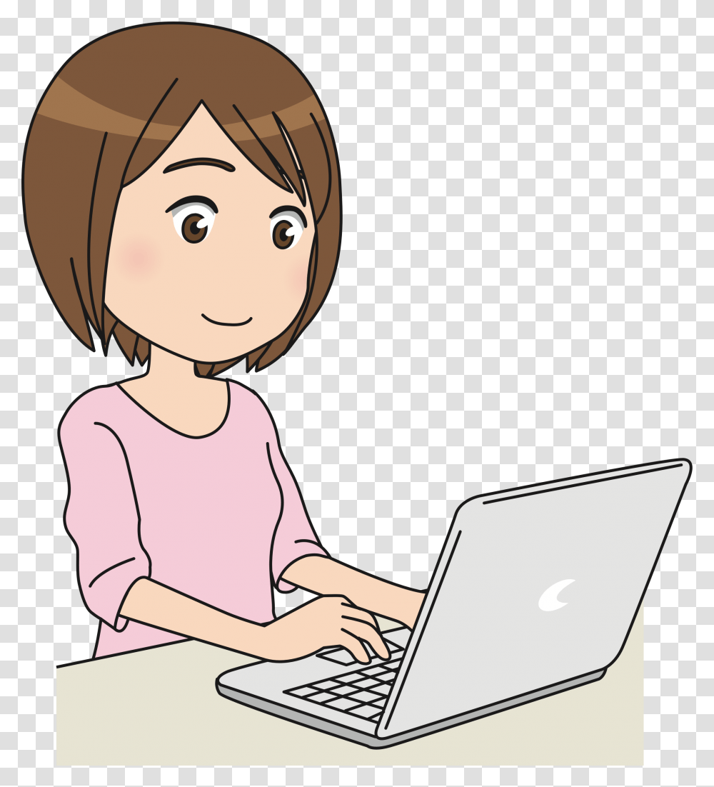Computer Girl Cartoon, Pc, Electronics, Laptop, Female Transparent Png