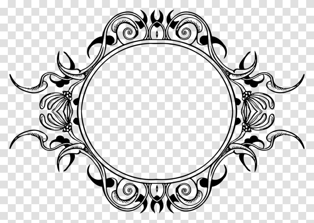 Computer Icons Oval Ornament Drawing Picture Frames Bingkai Bunga Hitam Putih, Gray, World Of Warcraft Transparent Png