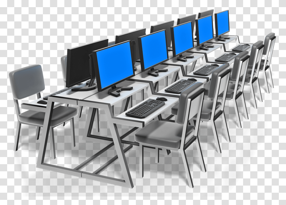 Computer Lab Clipart, Chair, Furniture, Electronics, Monitor Transparent Png