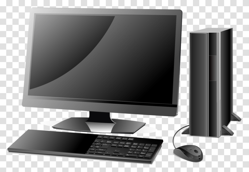 Computer Monitordesktop Computerdisplay Device Monitor On Desk, Pc, Electronics, Screen, Computer Keyboard Transparent Png