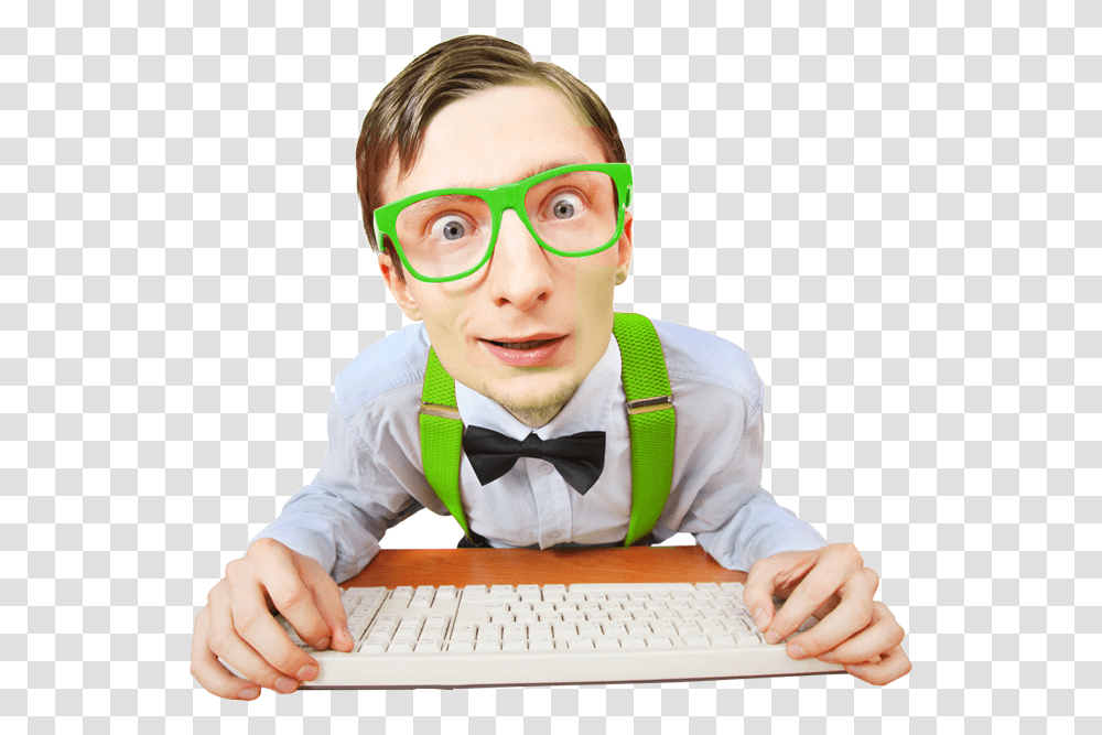 Computer Nerd, Person, Computer Keyboard, Electronics, Boy Transparent Png