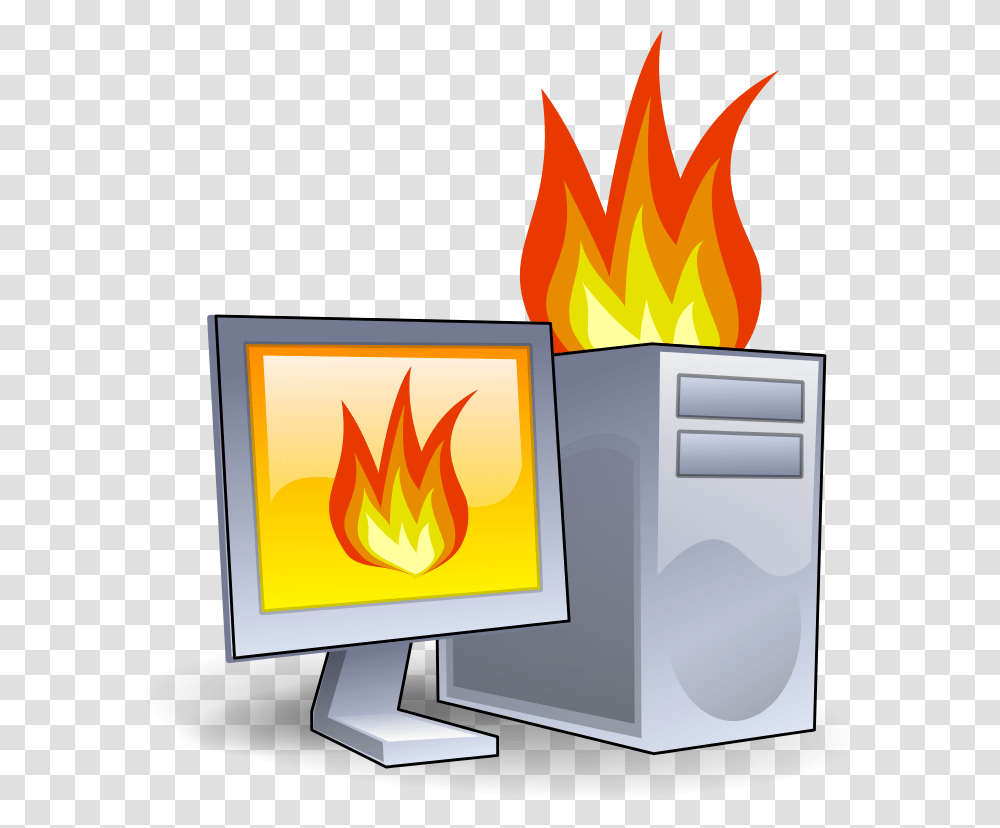 Computer On Fire Clipart, Electronics, Desktop, Pc, Screen Transparent Png