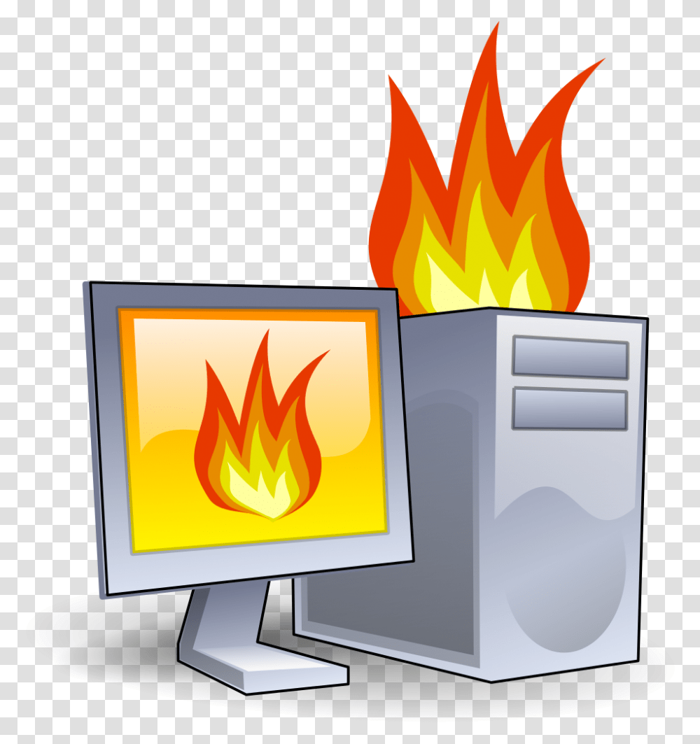 Computer On Fire Icon, Electronics, Desktop, Lamp, Pc Transparent Png