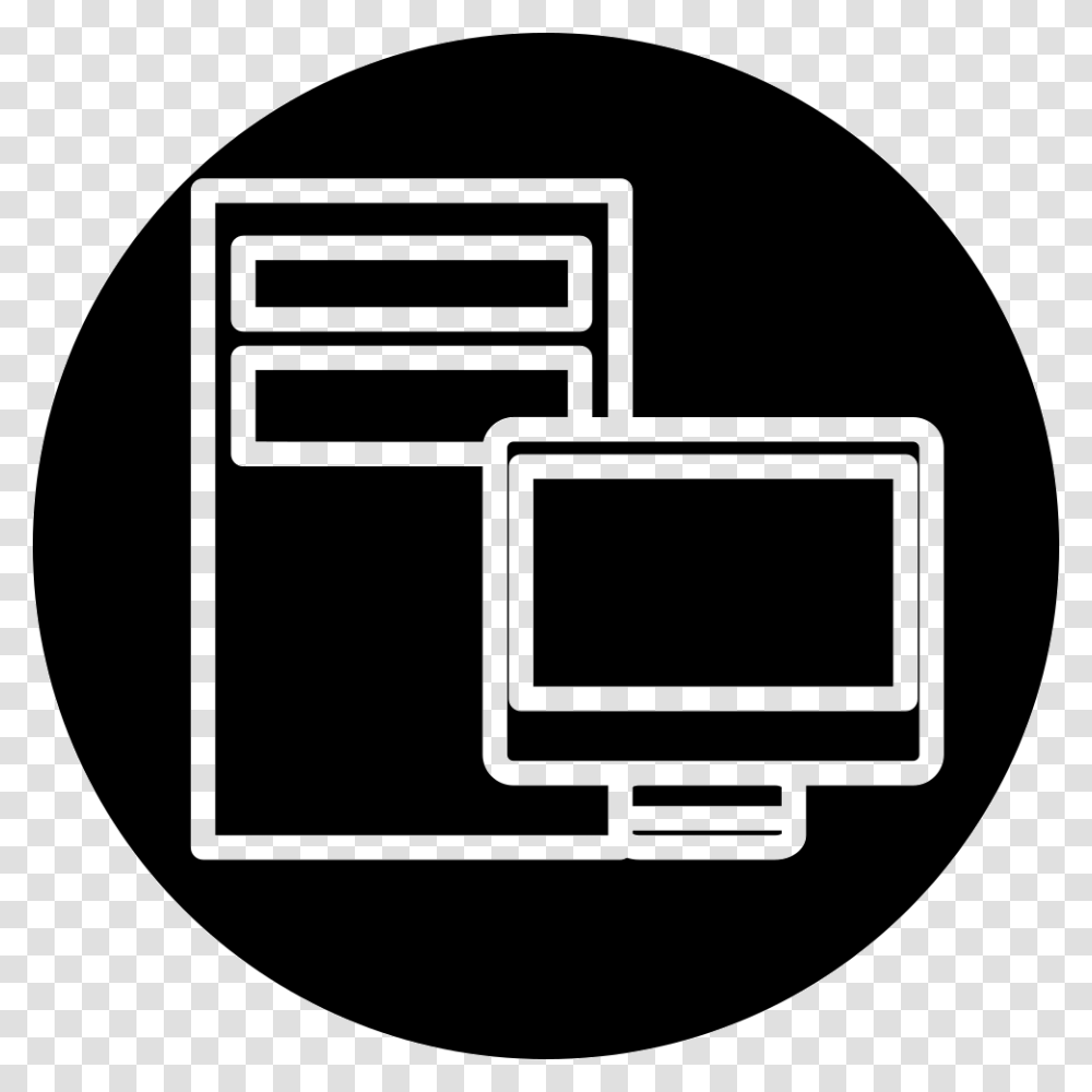 Computer Outline Symbol Inside A Circle Icon, Label, Mailbox, Sticker Transparent Png