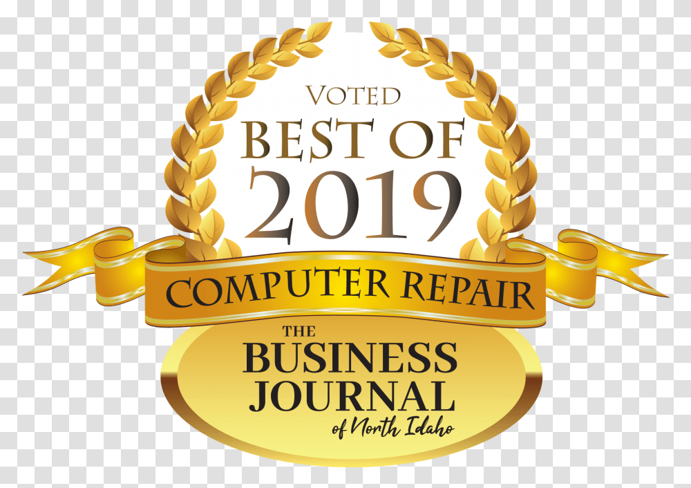 Computer Repair Telecommunications Internet Cda North Idaho Business Journal Best Of 2018, Label, Gold, Logo Transparent Png