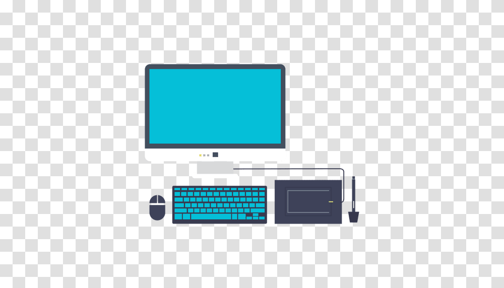 Computer Set Flat Icon, Electronics, Pc, Desktop, Monitor Transparent Png