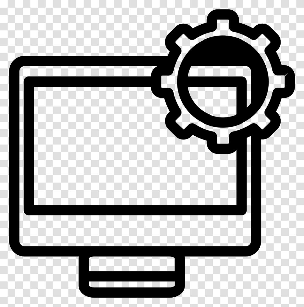 Computer Setting Outline Interface Symbol In A Circle Computer In Setting Icon, Key, Stencil Transparent Png