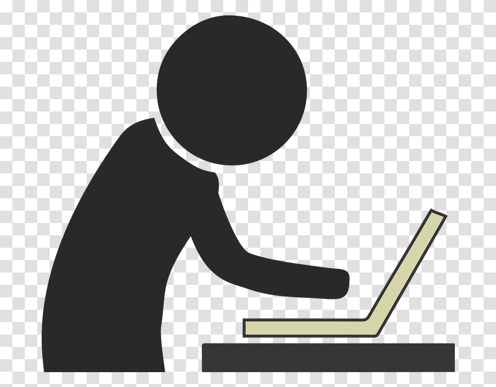 Computer Stick Person Office Business Werken, Silhouette, Kneeling, Moon, Outer Space Transparent Png