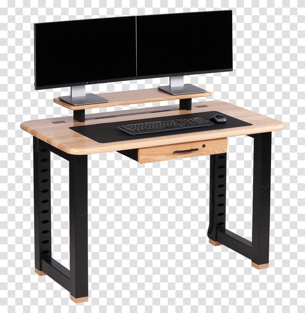 Computer Table Clipart Mesa Com Computador, Desk, Furniture, Electronics, Pc Transparent Png