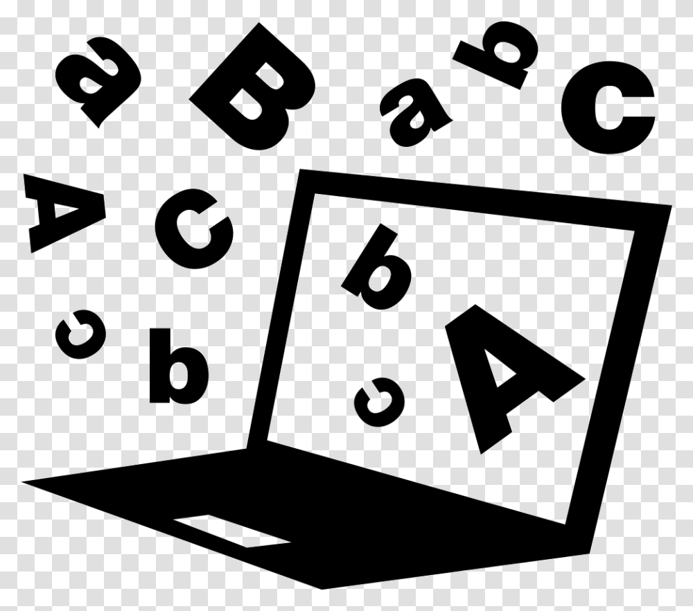 Computer With Floating Letters Signs Letters Floating, Number, Alphabet Transparent Png