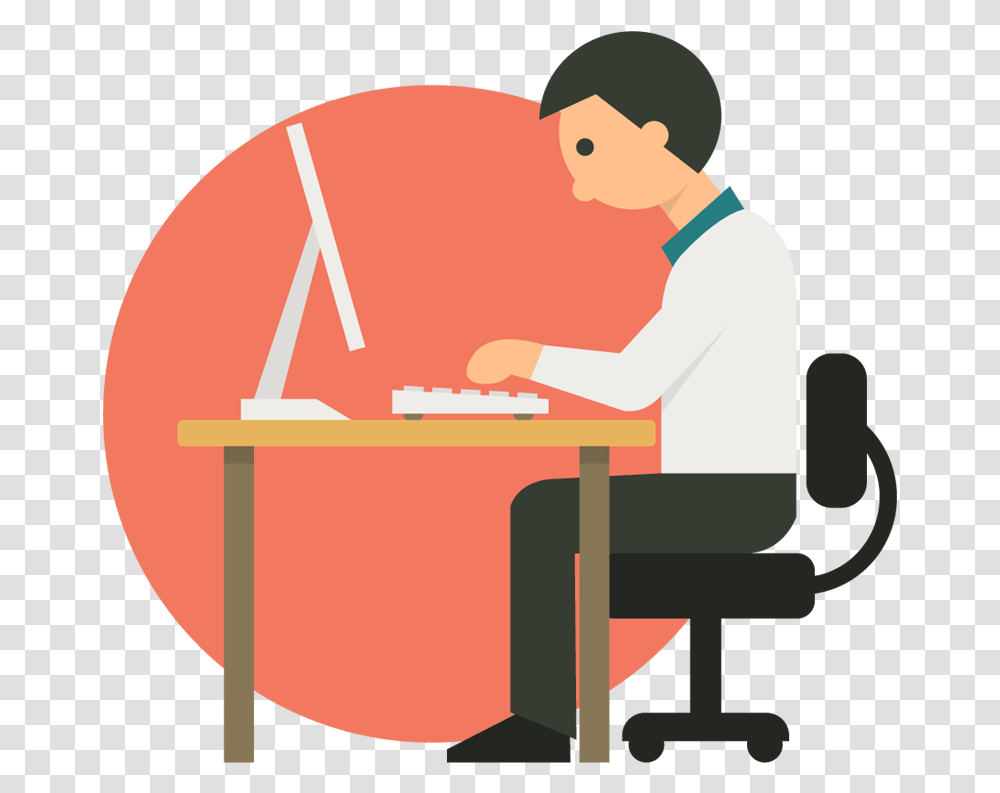 Computer Work, Chair, Furniture, Sitting, Reading Transparent Png