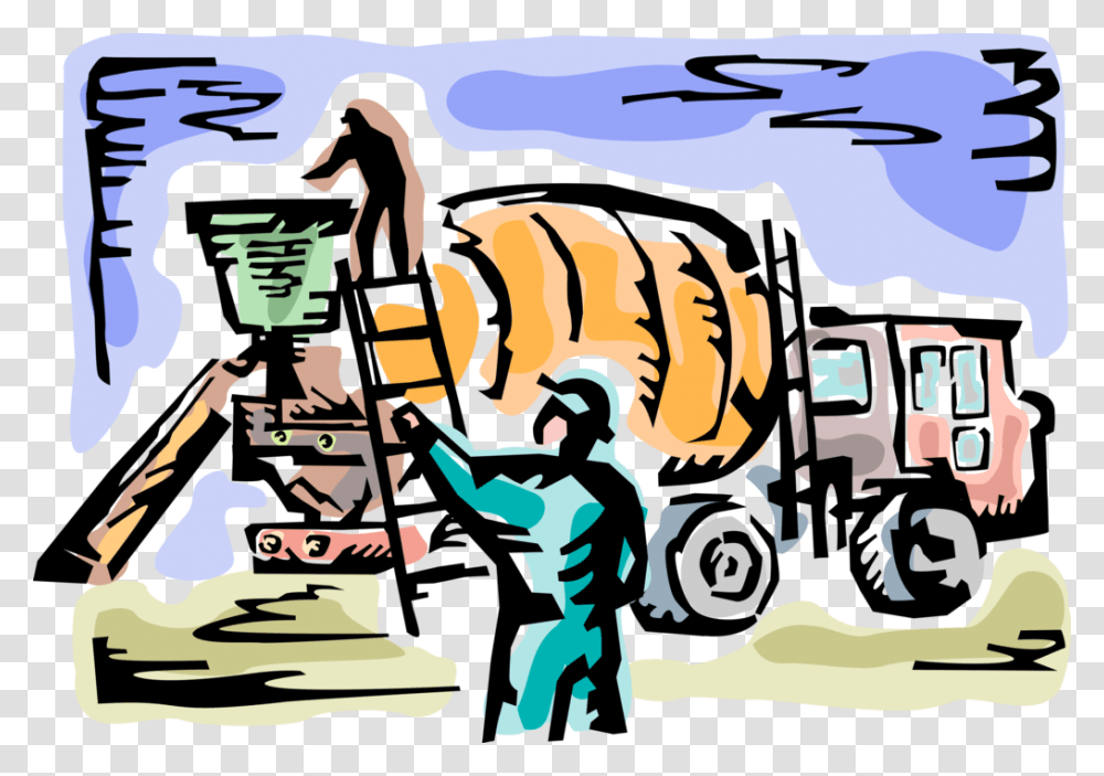 Concrete Cement Mixer, Person, Outdoors, Drawing Transparent Png